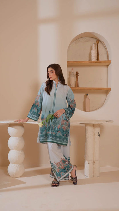 Mint Green Printed Co-ord Set for Women