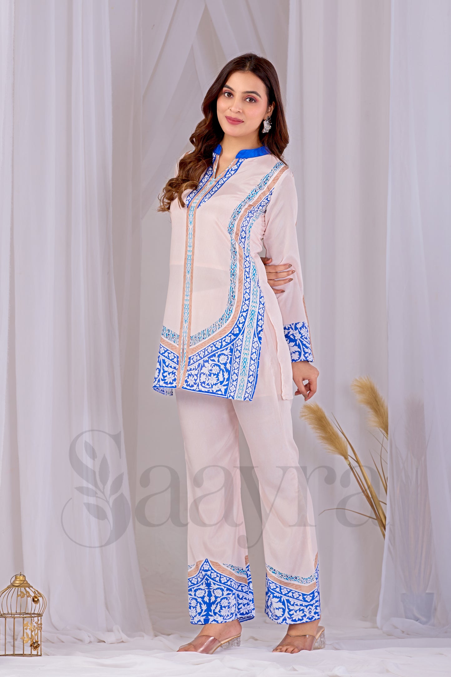 Festive Ivory Blue Corset For Women