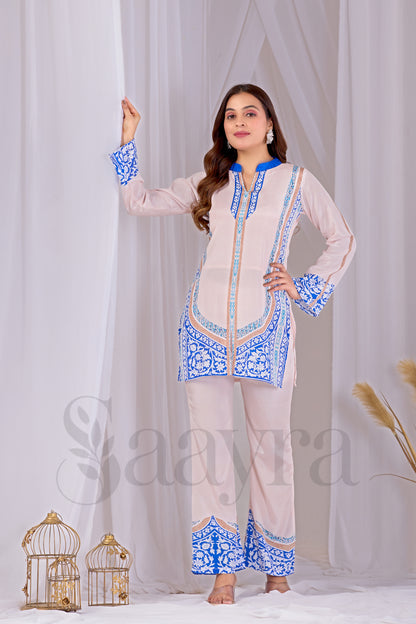 Festive Ivory Blue Corset For Women