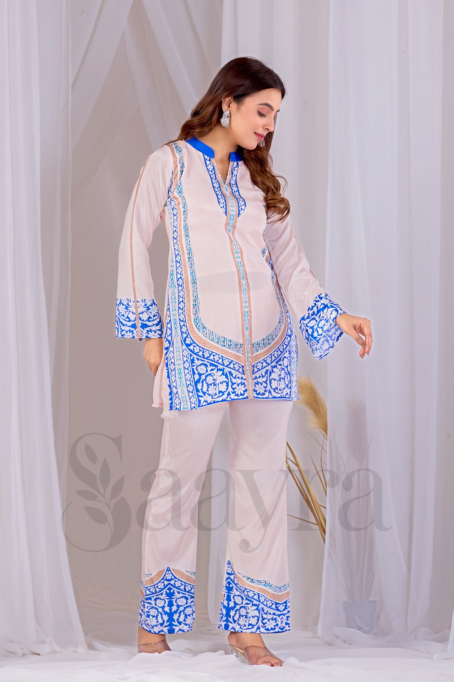 Festive Ivory Blue Corset For Women