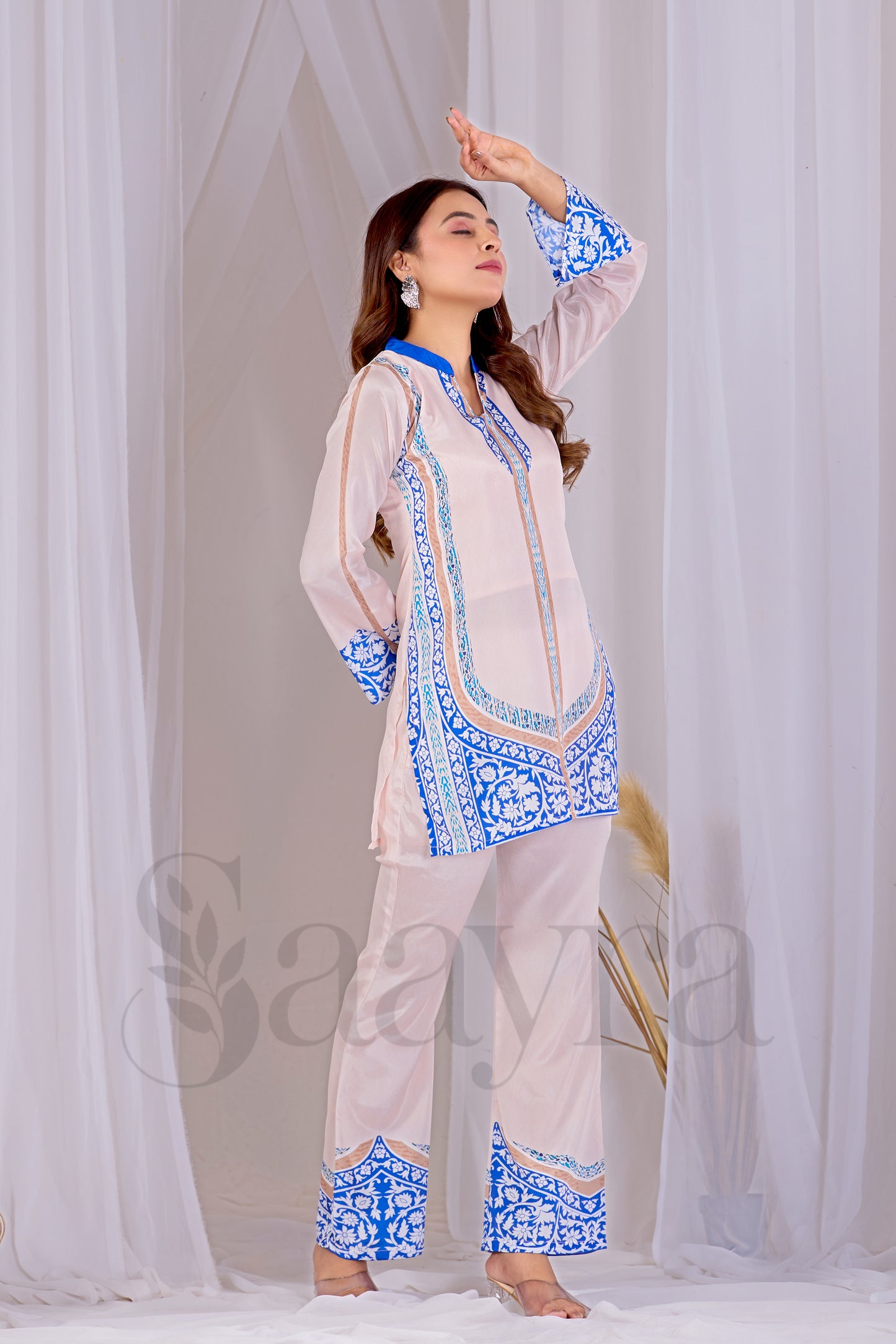 Festive Ivory Blue Corset For Women