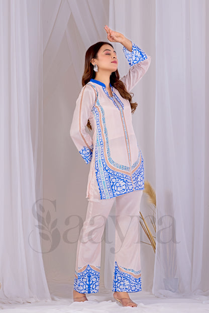 Festive Ivory Blue Corset For Women