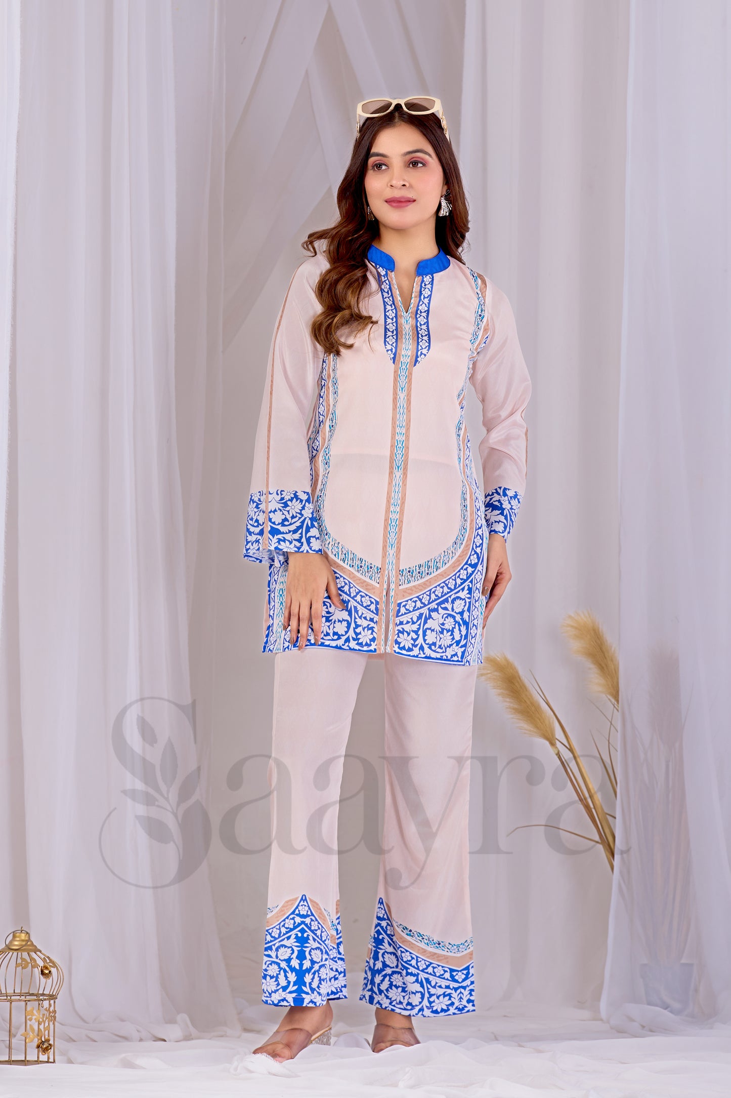 Festive Ivory Blue Corset For Women