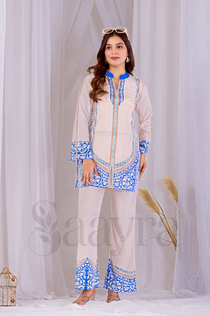 Festive Ivory Blue Corset For Women