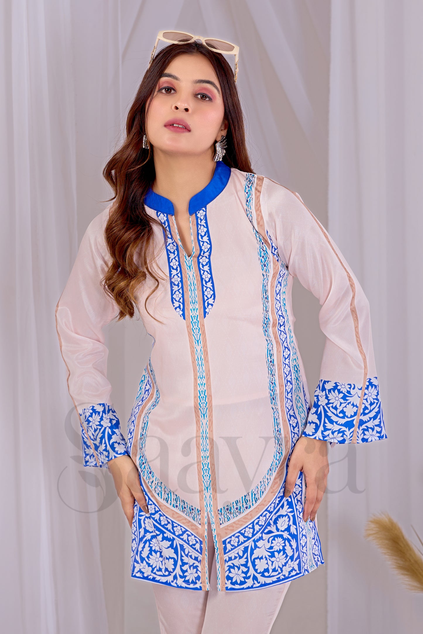 Festive Ivory Blue Corset For Women