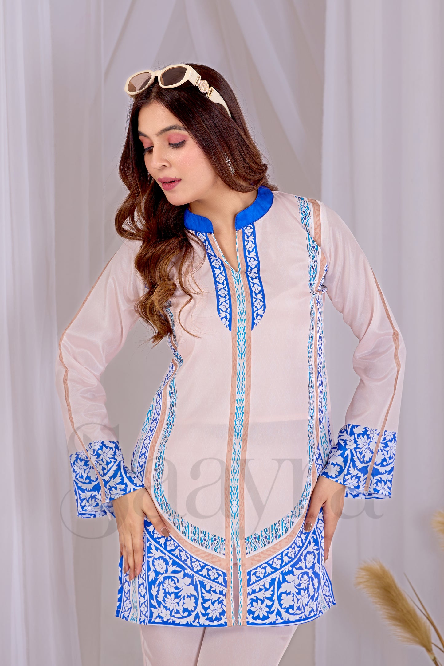 Festive Ivory Blue Corset For Women