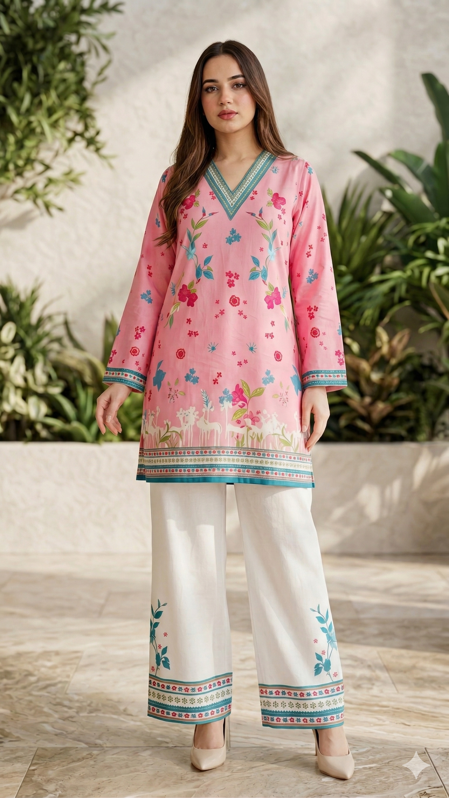 Pink And White Floral Printed Co-ord Set For Women – Saayra.in